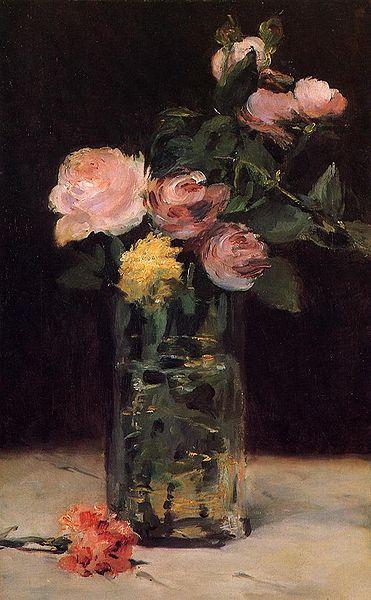 Edouard Manet Roses in a Glas Vase Sweden oil painting art